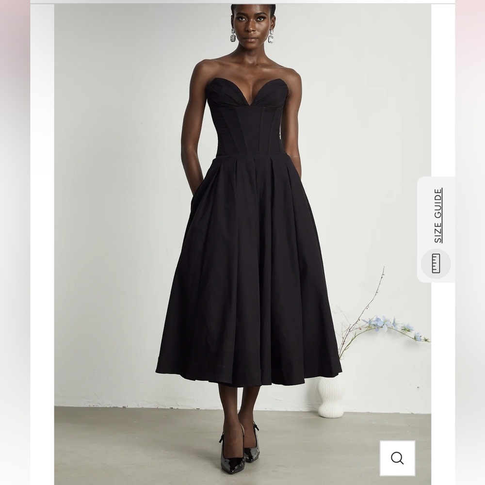 NWT Miss Rosier Strapless Black Katherine Ball Gown Corset Dress Size Medium